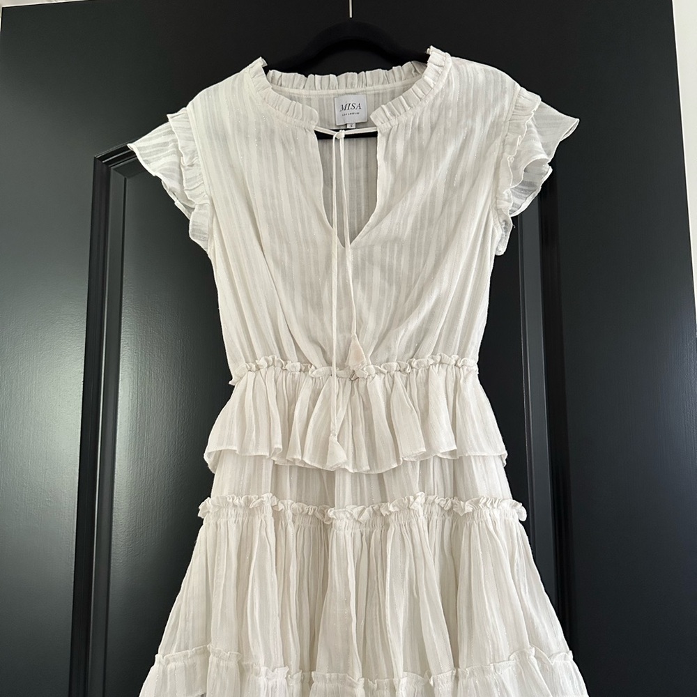 Misa Los Angeles Cream Ruffle Mini Dress